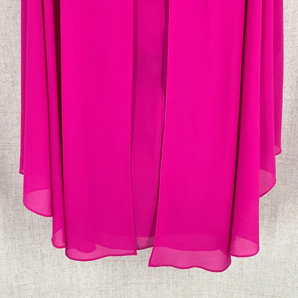 Vince Camuto Cape Dress Women 8 Fuchsia Pink V-Neck Split Back Shift Flowy - Picture 6 of 12